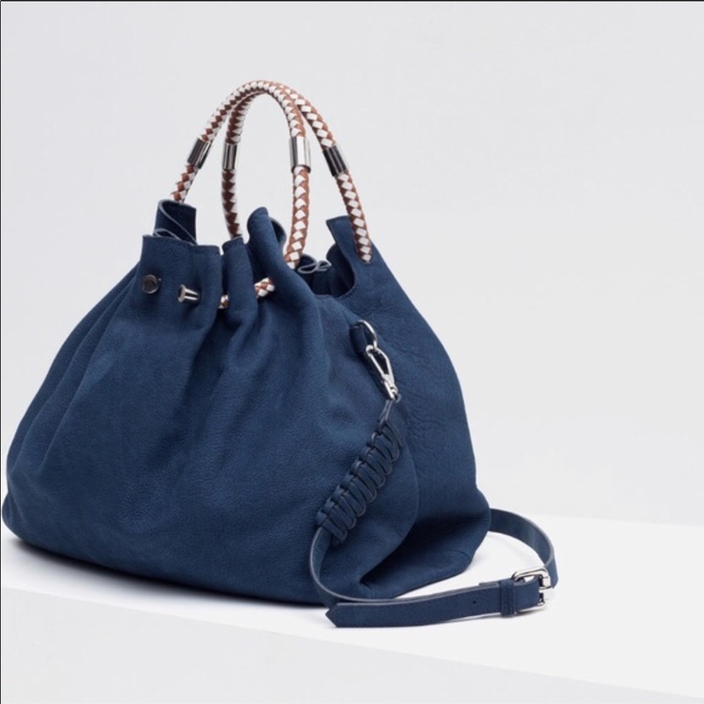 SALE Zara blue cow leather bag